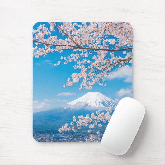 Ansicht vom Fujisan mit Kirschblüten Mousepad (Mit Mouse)