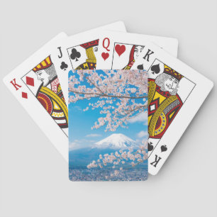 Ansicht vom Fujisan mit Kirschblüten Spielkarten