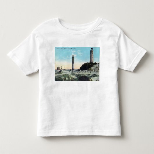 Ansicht von altem und neuem LighthouseCape Henry, Kleinkind T-shirt (Vorderseite)