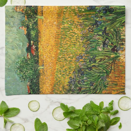 Ansicht von Arles mit Irisch von Vincent van Gogh Geschirrtuch (Gefaltet)