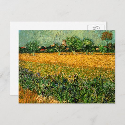 Ansicht von Arles mit Irisch von Vincent van Gogh Postkarte (Vorne/Hinten)