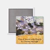 Ansicht von Auvers mit Kirche von Vincent van Gogh Magnet (Vorderseite/Rückseite)