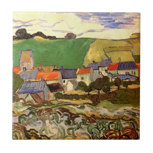 Ansicht von Auvers von Vincent van Gogh Fliese (Vorderseite)