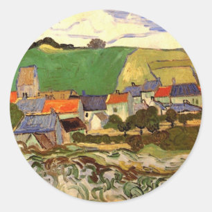 Ansicht von Auvers von Vincent van Gogh Runder Aufkleber