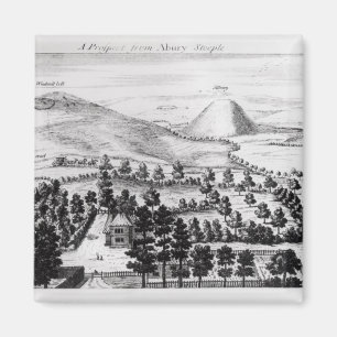 Ansicht von Avebury Steeple von Silbury Hügel Magnet