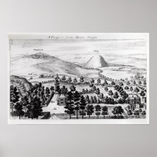 Ansicht von Avebury Steeple von Silbury Hügel Poster