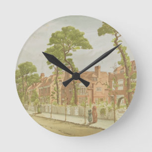 Ansicht von Bedford-Park, 1882 (Farbelitho) Runde Wanduhr