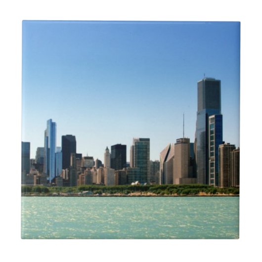 Ansicht von Chicago-Skylinen durch Michigansee Fliese (Vorderseite)
