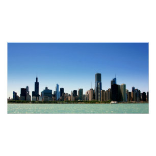 Ansicht von Chicago-Skylinen durch Michigansee Poster