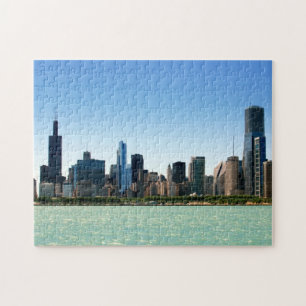 Ansicht von Chicago-Skylinen durch Michigansee Puzzle