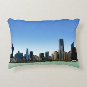 Ansicht von Chicago-Skylinen durch Michigansee Zierkissen