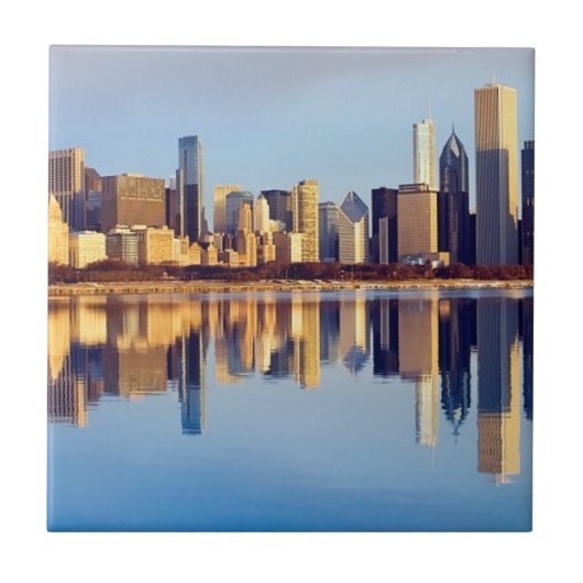 Ansicht von Chicago-Skylinen mit Reflexion Fliese (Vorderseite)