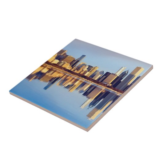 Ansicht von Chicago-Skylinen mit Reflexion Fliese (Seite)