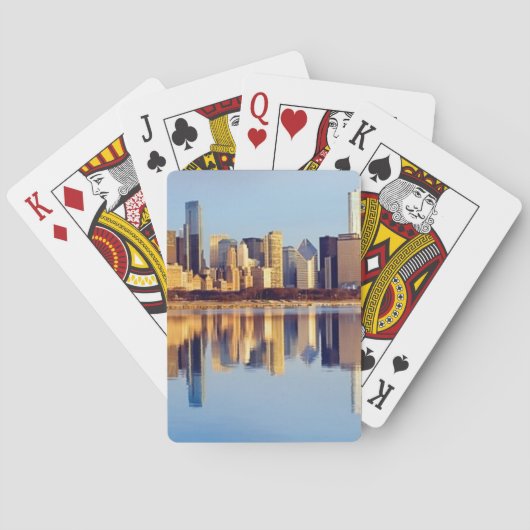 Ansicht von Chicago-Skylinen mit Reflexion Spielkarten (Rückseite)