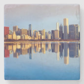 Ansicht von Chicago-Skylinen mit Reflexion Steinuntersetzer (Vorderseite)