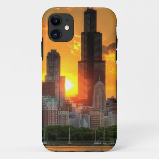 Ansicht von Chicagos Skylinen von Adler Case-Mate iPhone Hülle (Rückseite)