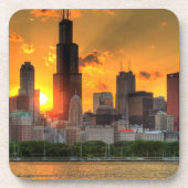 Ansicht von Chicagos Skylinen von Adler Getränkeuntersetzer (Vorderseite)