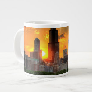 Ansicht von Chicagos Skylinen von Adler Jumbo-Tasse