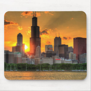 Ansicht von Chicagos Skylinen von Adler Mousepad