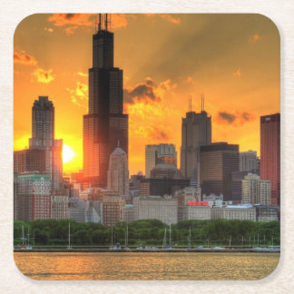 Ansicht von Chicagos Skylinen von Adler Rechteckiger Pappuntersetzer