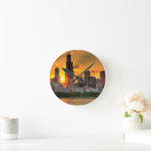 Ansicht von Chicagos Skylinen von Adler Runde Wanduhr (Zuhause)