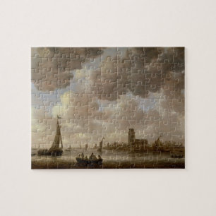 Ansicht von Dordrecht stromabwärts vom Grote Kerk Puzzle