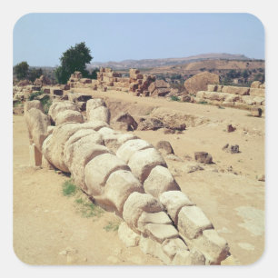 Ansicht von einer der riesigen Telemon Statuen Quadratischer Aufkleber