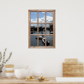 Ansicht von Fischereifahrzeugen aus einem Fenster Poster (Küche)