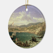 Ansicht von Genua, 1854 (Öl auf Leinwand) Keramikornament (Links)