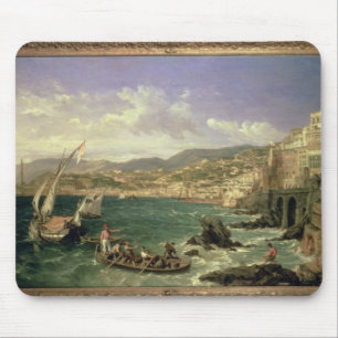Ansicht von Genua, 1854 (Öl auf Leinwand) Mousepad