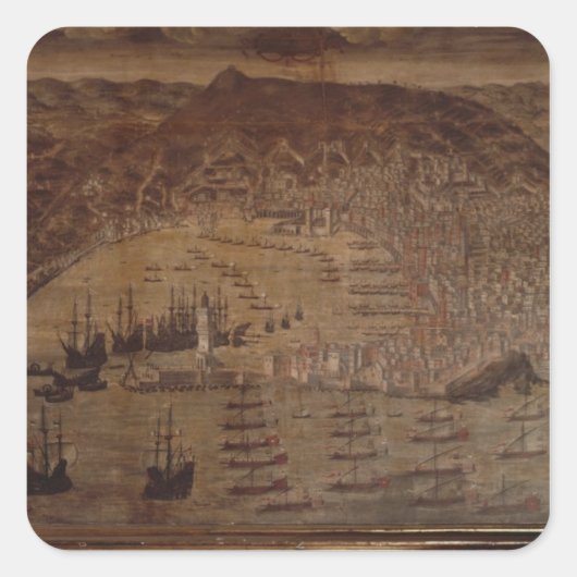Ansicht von Genua Quadratischer Aufkleber (Vorderseite)