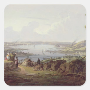 Ansicht von Greenock, Schottland Quadratischer Aufkleber