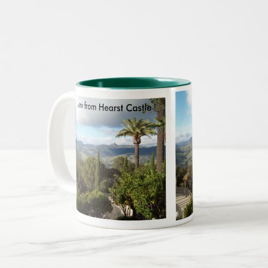 Ansicht von Hearst Schloss Zweifarbige Tasse (Vorderseite Links)