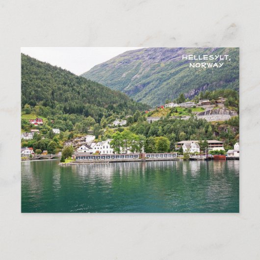 Ansicht von Hellesylt, Geirangerfjord, Norwegen Postkarte (Vorderseite)