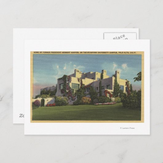 Ansicht von Herbert Hoover's Zuhause, Stanford U. Postkarte (Vorne/Hinten)