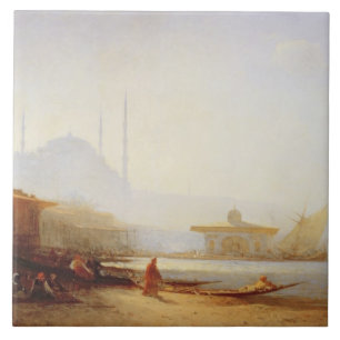 Ansicht von Istanbul, 1864 (Öl auf Leinwand) Fliese
