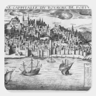 Ansicht von Lissabon Quadratischer Aufkleber