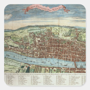Ansicht von London, c.1560 Quadratischer Aufkleber