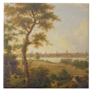 Ansicht von Lübeck, 1869 (Öl auf Leinwand) Fliese