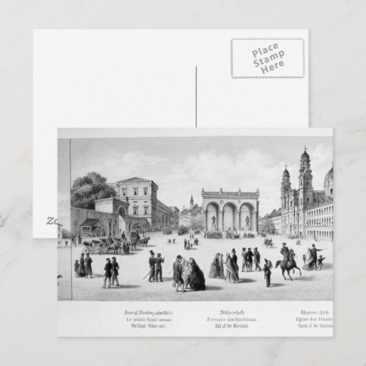 Ansicht von München, 1869 Postkarte (Vorne/Hinten)