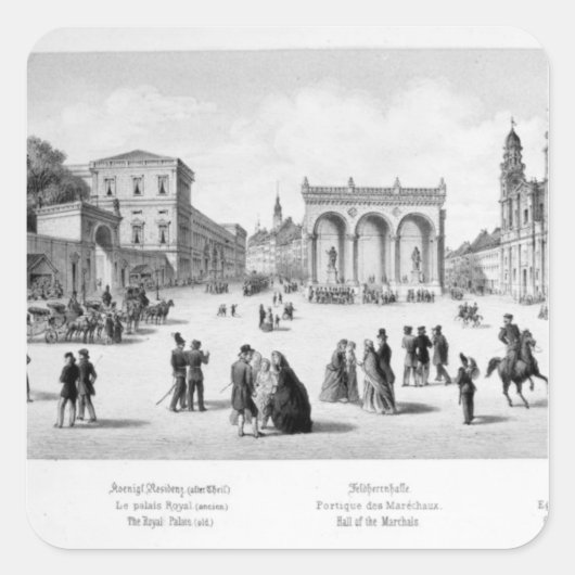 Ansicht von München, 1869 Quadratischer Aufkleber (Vorderseite)