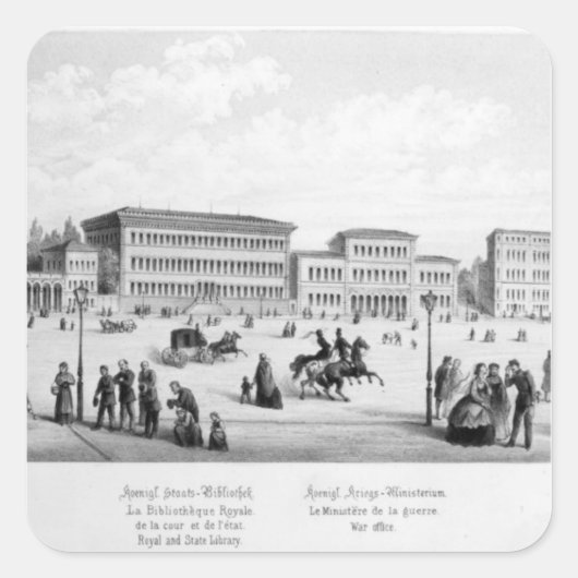 Ansicht von München, 1869 Quadratischer Aufkleber (Vorderseite)