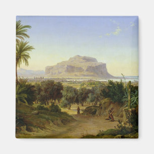 Ansicht von Palermo mit Berg Pellegrino Magnet