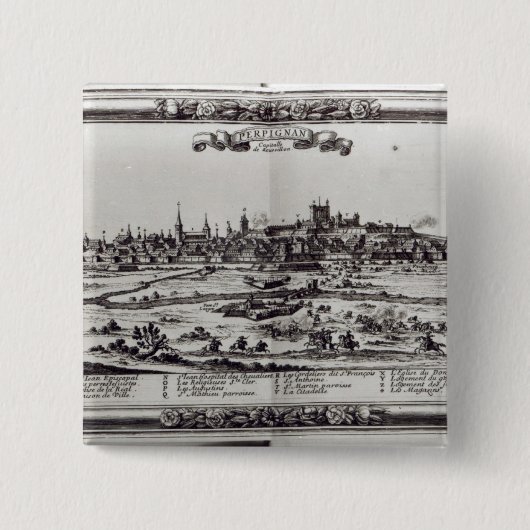 Ansicht von Perpignan, Südfrankreich, c.1645 Button (Vorderseite)