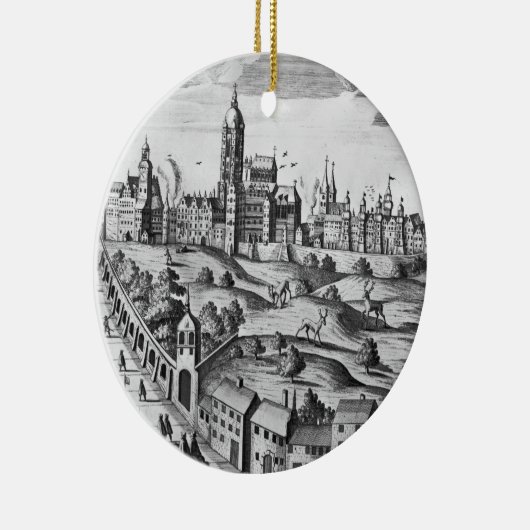 Ansicht von Prag den Kaiserpalast zeigend und Keramik Ornament (Rechts)