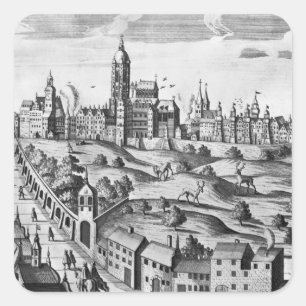 Ansicht von Prag den Kaiserpalast zeigend und Quadratischer Aufkleber