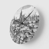 Ansicht von Prag den Kaiserpalast zeigend und Runde Wanduhr (Winkel)