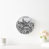 Ansicht von Prag den Kaiserpalast zeigend und Runde Wanduhr (Zuhause)