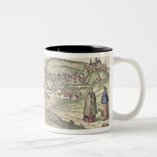 Ansicht von Prag-Vertretung (oben) der Zweifarbige Tasse (Rechts)