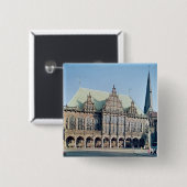Ansicht von Rathaus, aufgebaut 1405-09 Button (Vorne & Hinten)